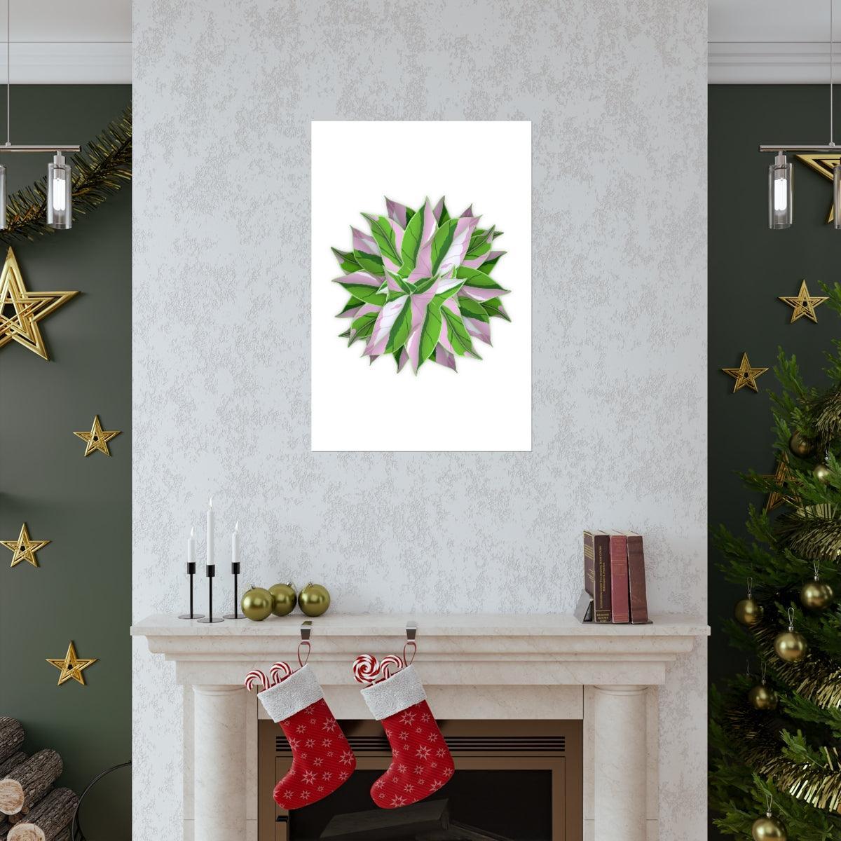 Syngonium Tricolor Pattern Botanical Print – Unframed Wall Art