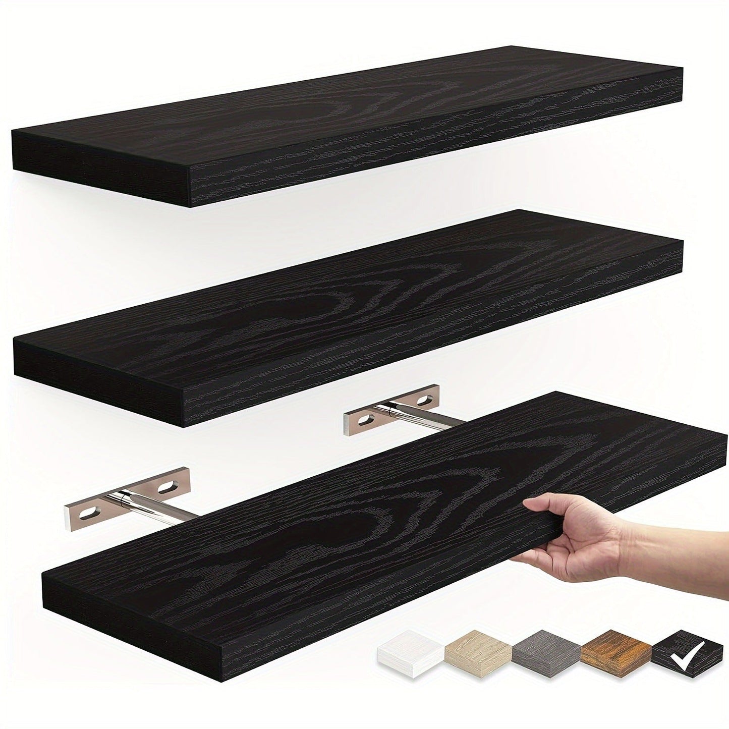 Solid Wood Floating Wall Shelf - Minimalist Hanging Storage for Home and Office