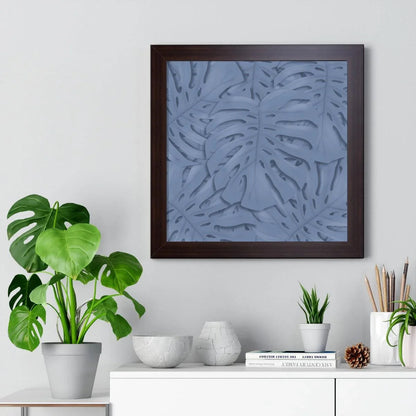 Blue Monstera Framed Print – Botanical Wall Art