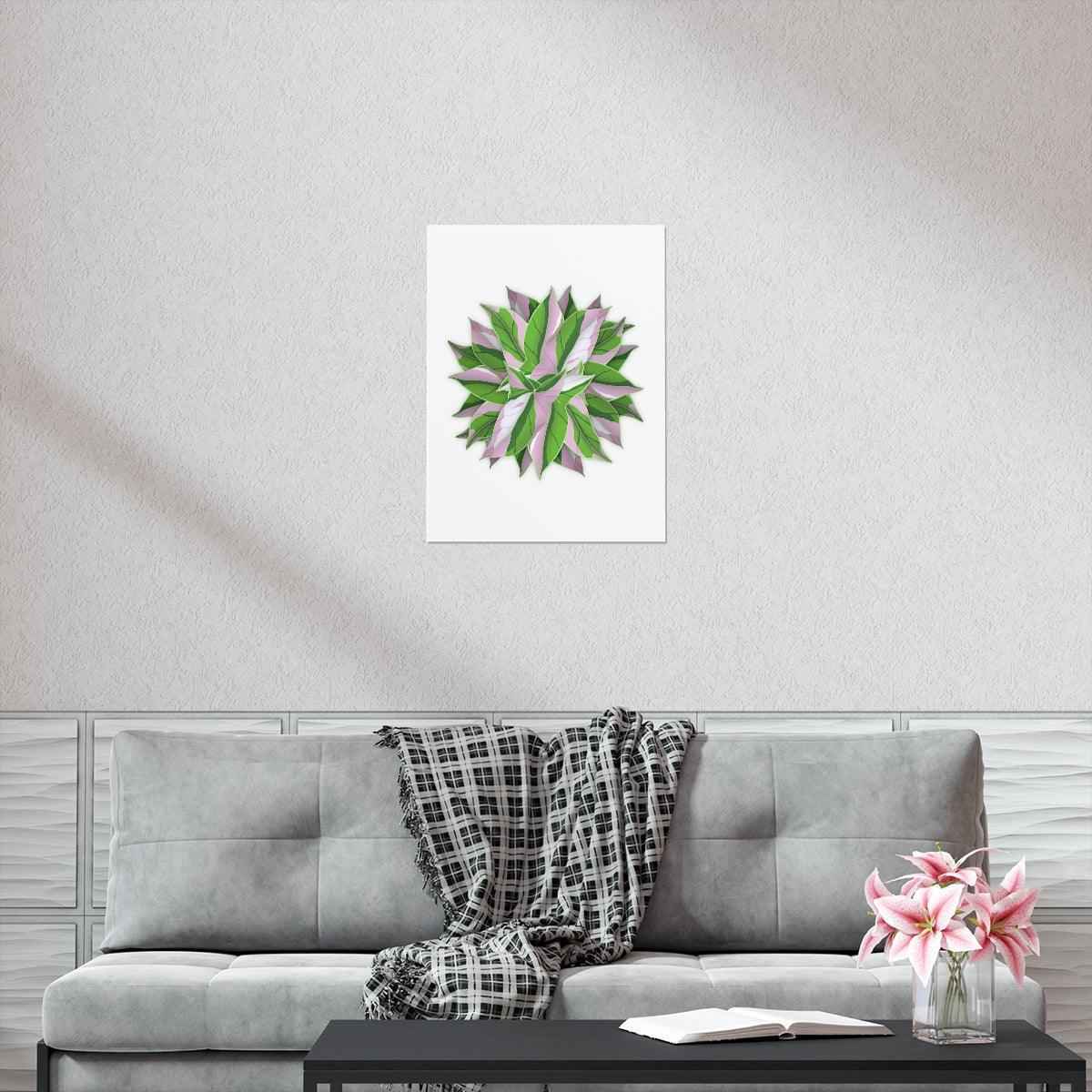 Syngonium Tricolor Pattern Botanical Print – Unframed Wall Art