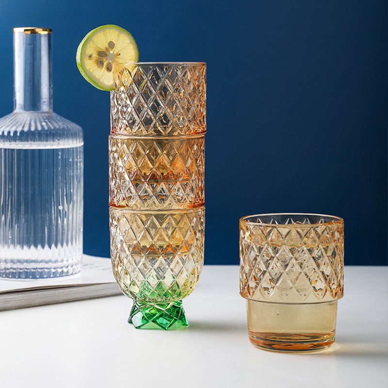 Diamond Star Pineapple Shape Golden Glass Water Cup