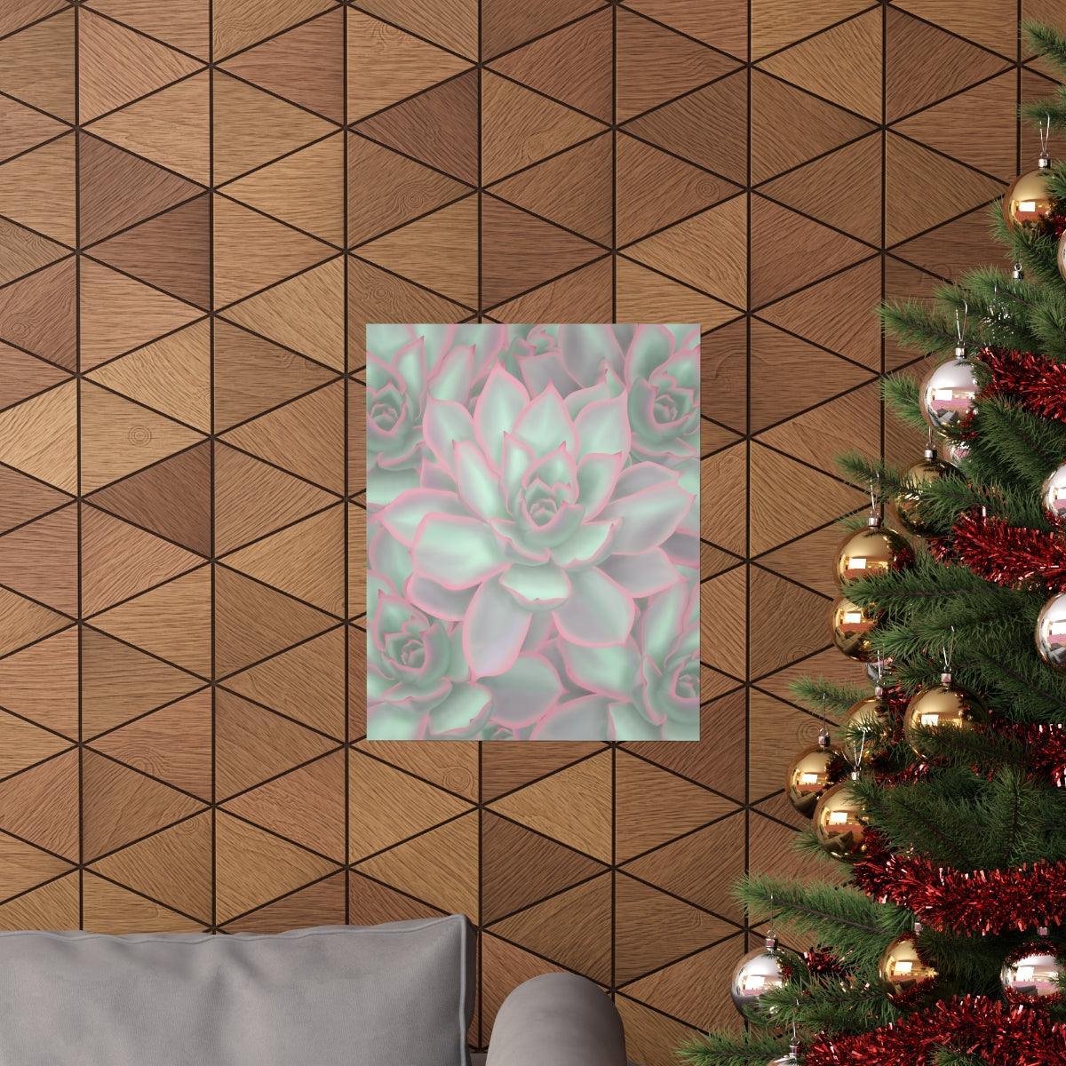 Echeveria Violet Queen Succulent Pattern Botanical Print – Unframed Wall Art