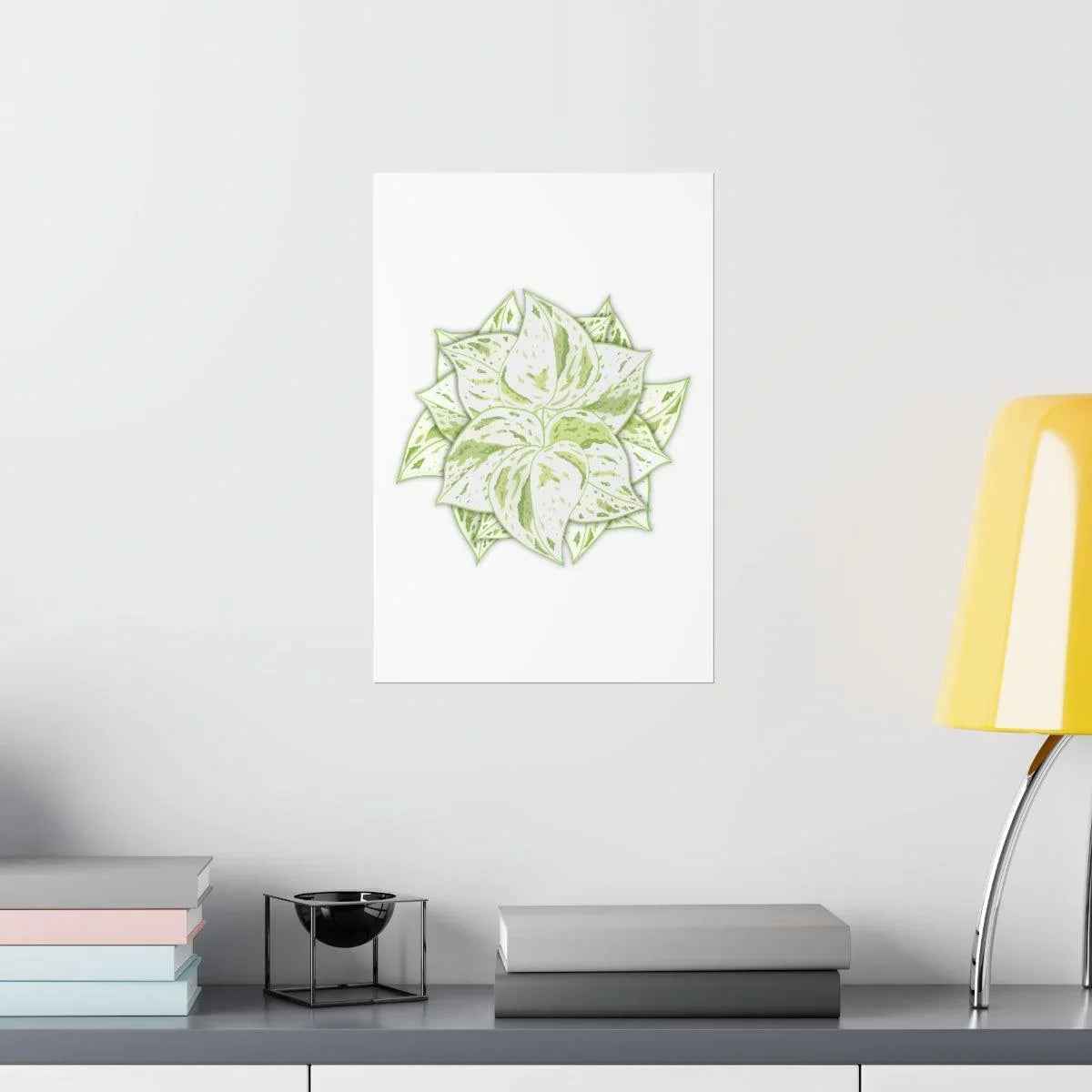 Snow Queen Pothos Botanical Print – Unframed Wall Art