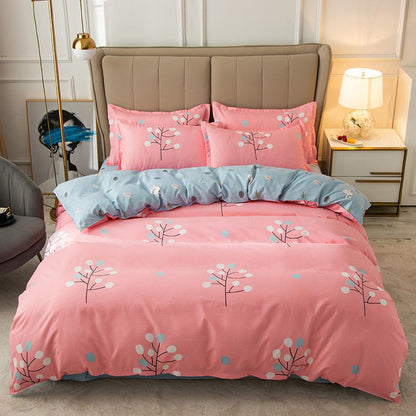 Cover Set Bed Cotton Quilt Bedsheet Bedding Duvet Fitted