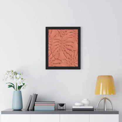 Coral Monstera Framed Print – Botanical Wall Art