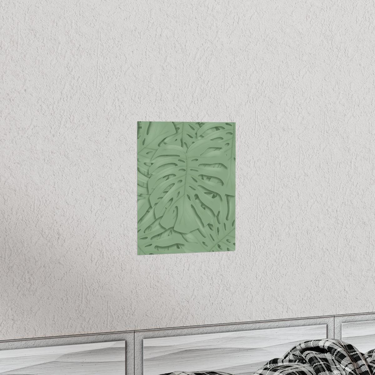Sage Green Monstera Botanical Print – Unframed Wall Art