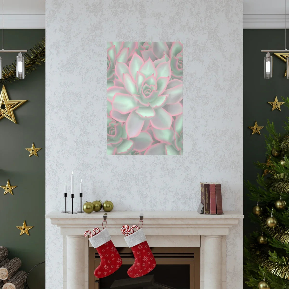Echeveria Violet Queen Succulent Pattern Botanical Print – Unframed Wall Art