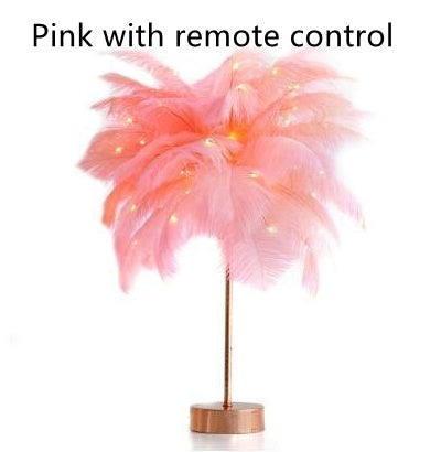 Nordic Feather Table Lamp w/ Remote Control - Dimmable LED Bedside Light