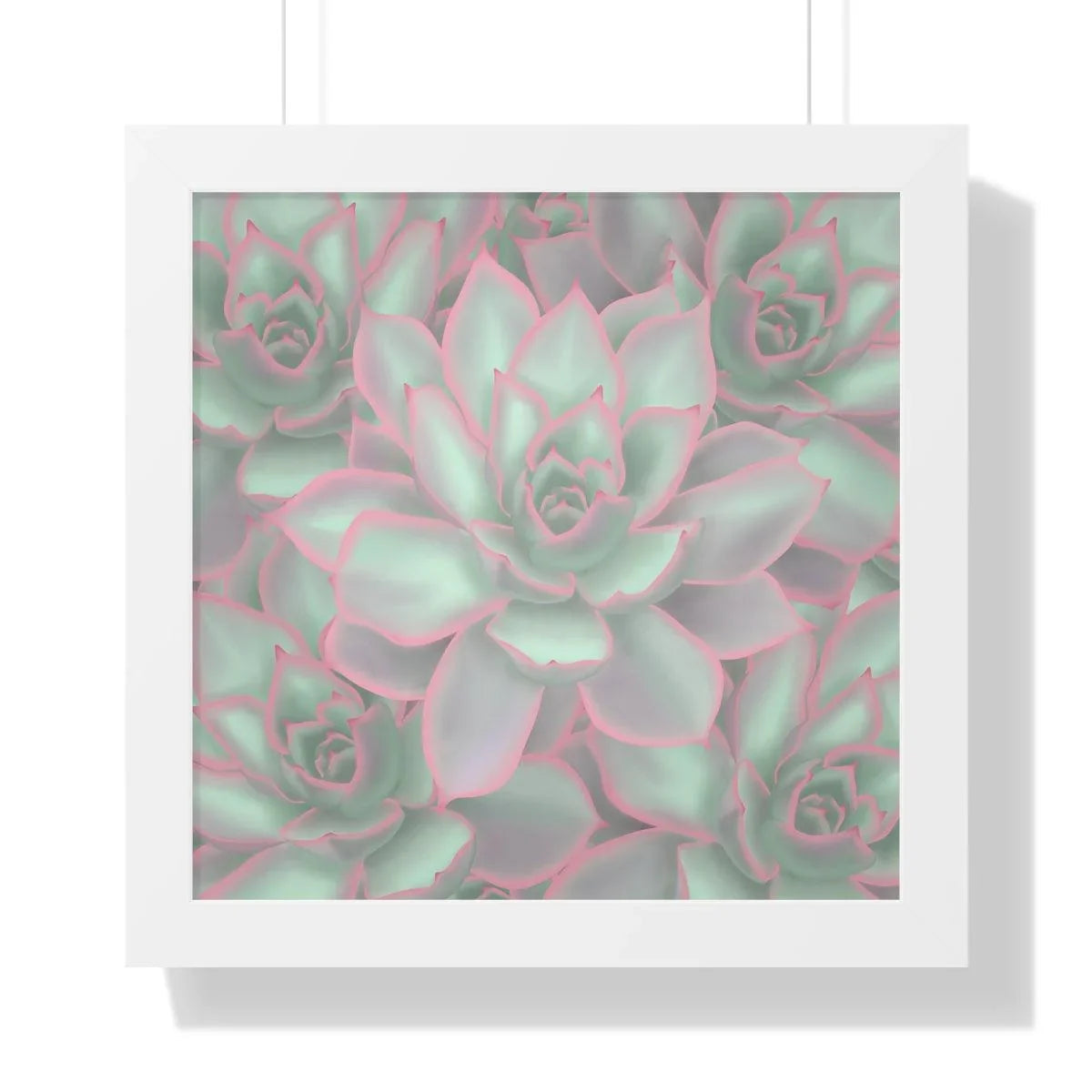 Echeveria Violet Queen Succulent Pattern Framed Print – Botanical Wall Art