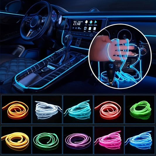 3m Interior Automotive Neon (center Console + Dashboard) with Matching Armrest Storage Box, RGB LED Light Strips for Environmental Application Control