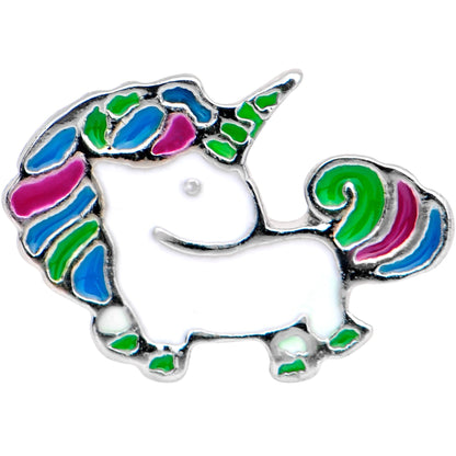 16G 1/4 Rad Rainbow Unicorn Cartilage Tragus Earring
