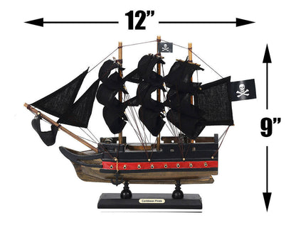 Wooden Caribbean Pirate Black Sails Limited Model Pirate Ship 12""