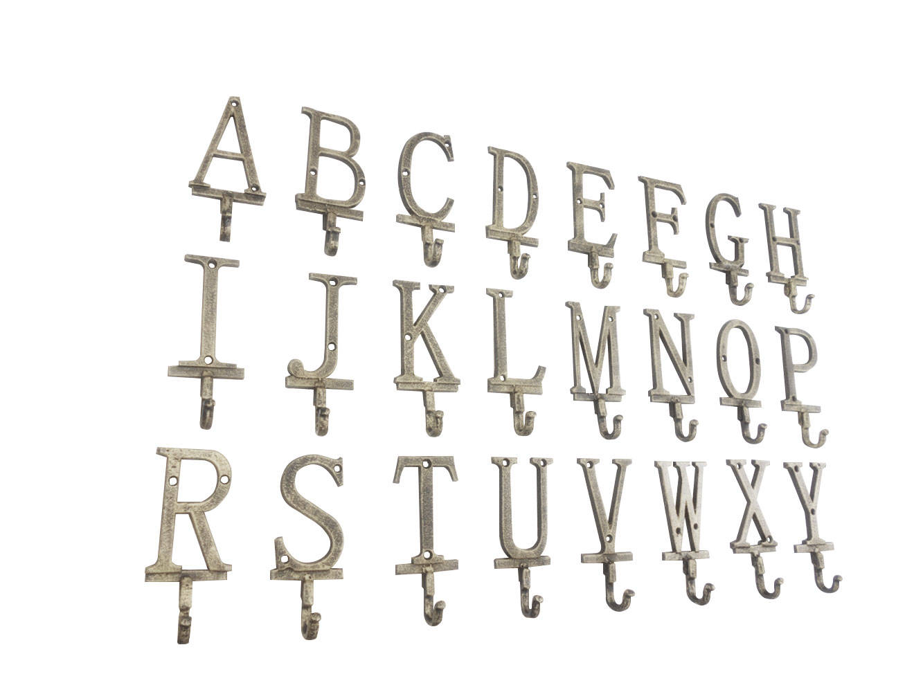 Rustic Gold Cast Iron Letter F Alphabet Wall Hook 6""