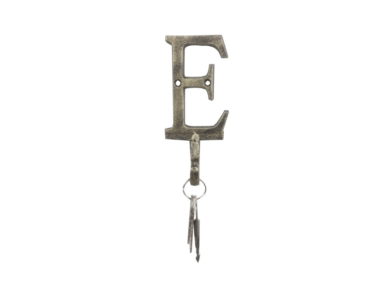 Rustic Gold Cast Iron Letter E Alphabet Wall Hook 6""