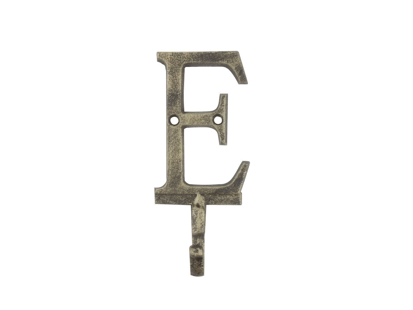 Rustic Gold Cast Iron Letter E Alphabet Wall Hook 6""