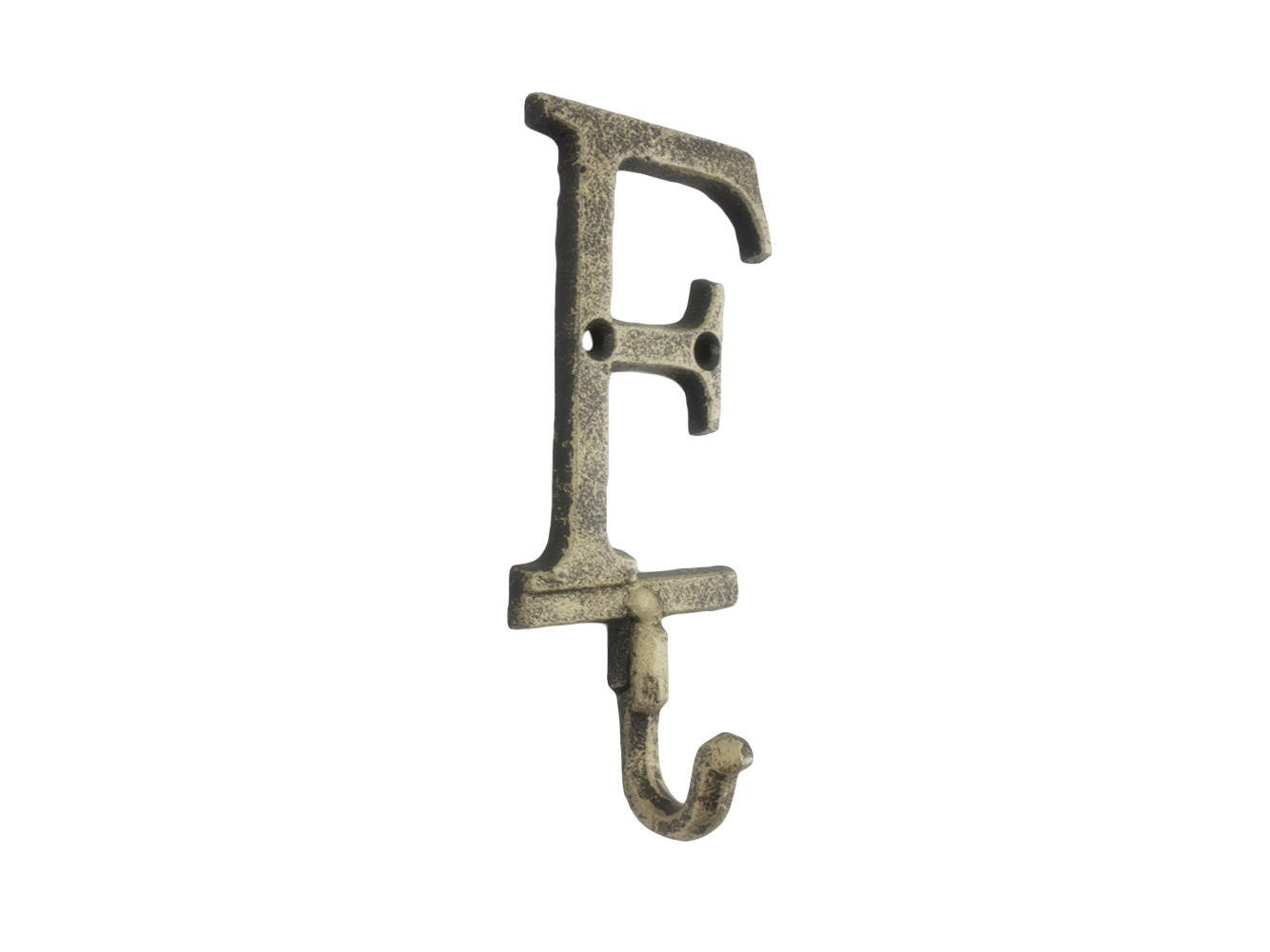 Rustic Gold Cast Iron Letter F Alphabet Wall Hook 6""