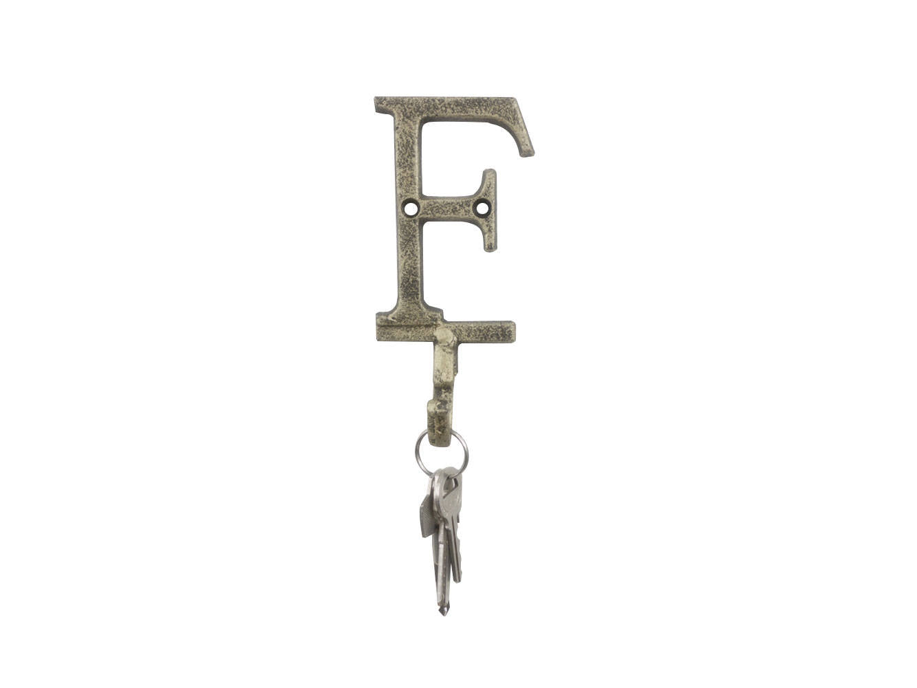 Rustic Gold Cast Iron Letter F Alphabet Wall Hook 6""