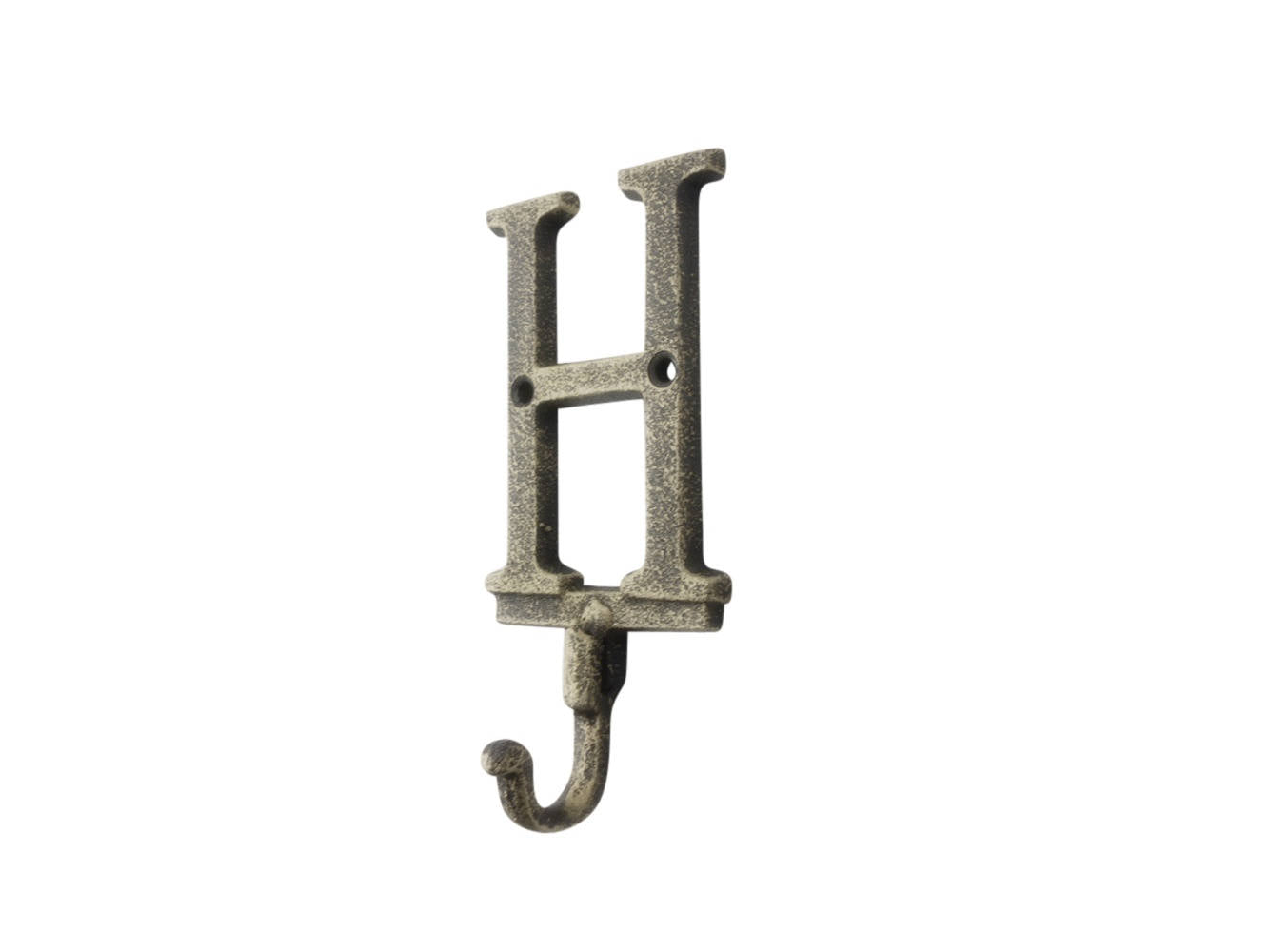 Rustic Gold Cast Iron Letter H Alphabet Wall Hook 6""