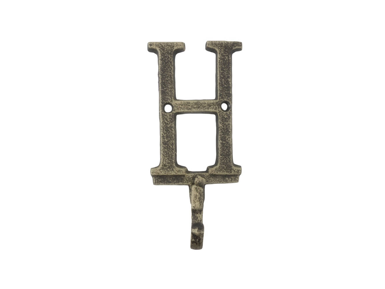 Rustic Gold Cast Iron Letter H Alphabet Wall Hook 6""