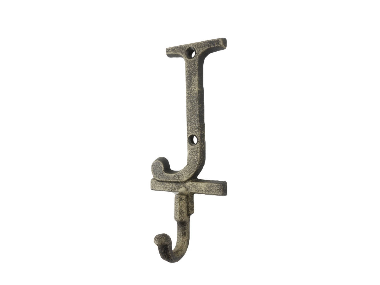 Rustic Gold Cast Iron Letter J Alphabet Wall Hook 6""