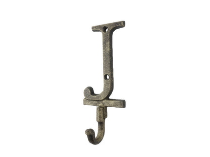 Rustic Gold Cast Iron Letter J Alphabet Wall Hook 6""