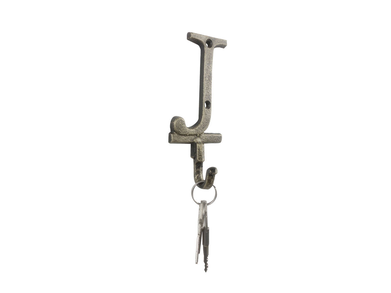 Rustic Gold Cast Iron Letter J Alphabet Wall Hook 6""