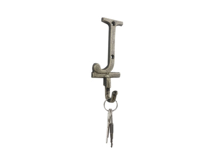 Rustic Gold Cast Iron Letter J Alphabet Wall Hook 6""