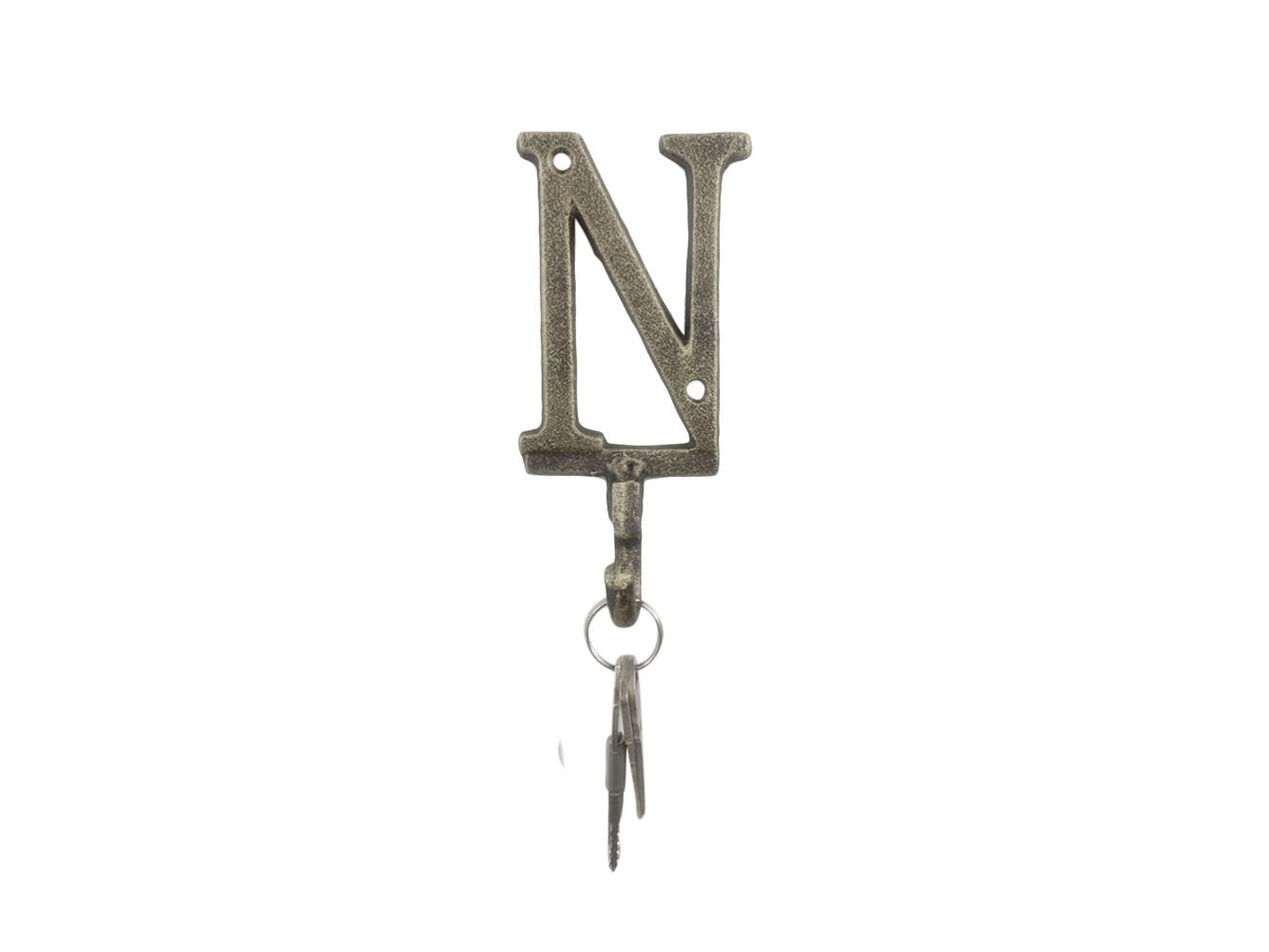 Rustic Gold Cast Iron Letter N Alphabet Wall Hook 6""