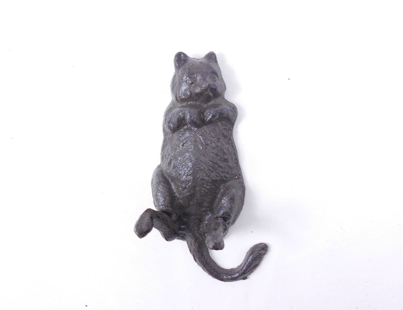 Cast Iron Happy Fat Cat Wall Hook 6""