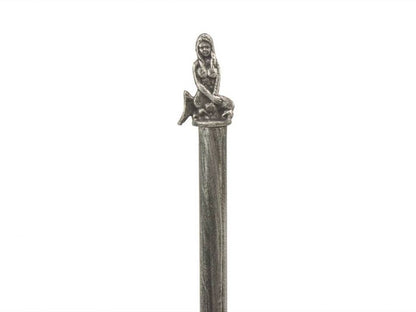 Antique Silver Cast Iron Mermaid Paper Towel Holder 16""