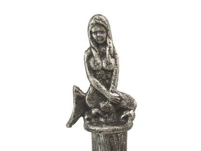 Antique Silver Cast Iron Mermaid Paper Towel Holder 16""