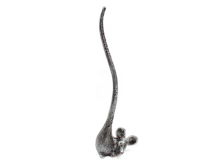 Rustic Silver Cast Iron Mouse Paper Towel Holder 12""
