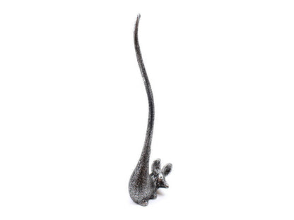 Rustic Silver Cast Iron Mouse Extra Toilet Paper Stand 12""