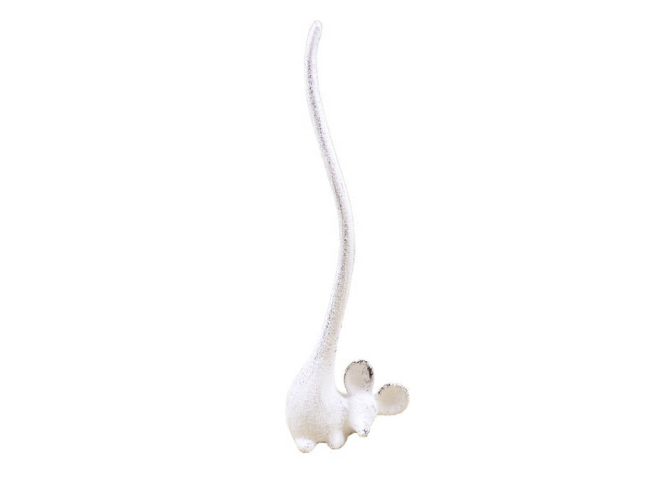 Whitewashed Cast Iron Mouse Paper Towel Holder 12""