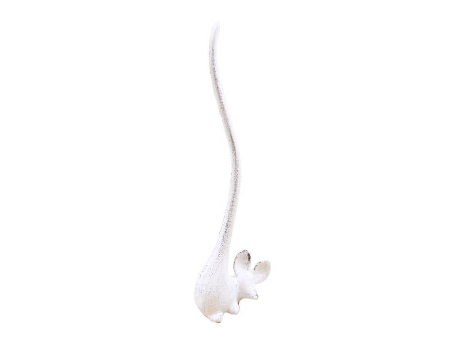 Whitewashed Cast Iron Mouse Paper Towel Holder 12""