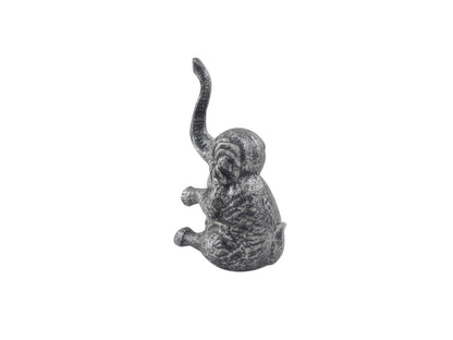 Rustic Silver Cast Iron Elephant Metal Door Stop 8""