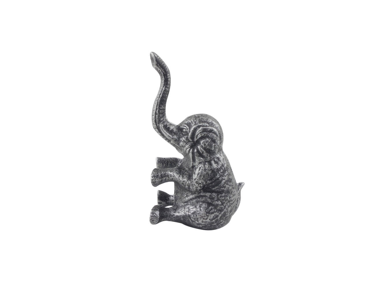 Rustic Silver Cast Iron Elephant Metal Door Stop 8""