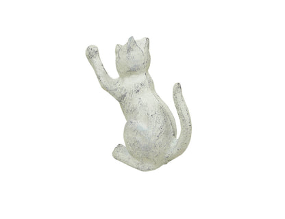 Whitewashed Cast Iron Cat Door Stopper 5""