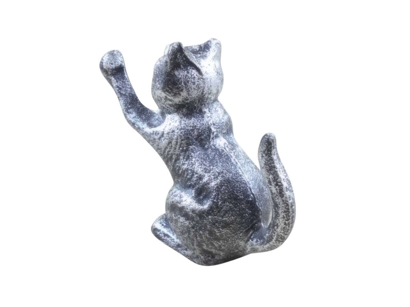 Rustic Silver Cast Iron Cat Door Stopper 5""