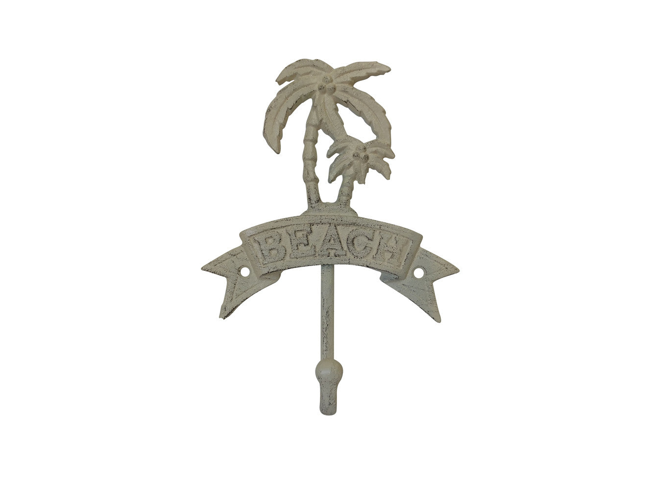 Aged White Cast Iron Palm Tree Beach Hook 8""