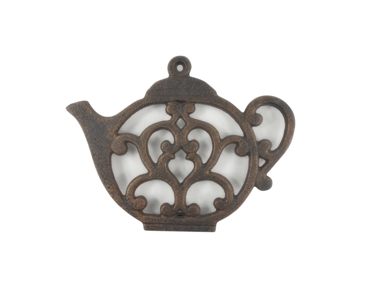 Rustic Copper Cast Iron Round Teapot Trivet 8""