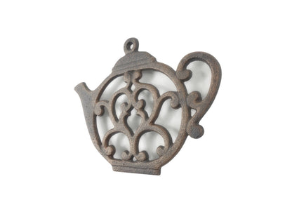 Rustic Copper Cast Iron Round Teapot Trivet 8""