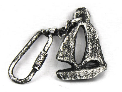 Antique Silver Cast Iron Sailboat Key Chain 5""