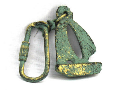 Antique Bronze Cast Iron Sailboat Key Chain 5""