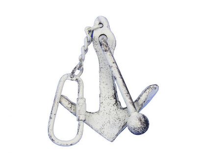 Whitewashed Cast Iron Anchor Key Chain 5""
