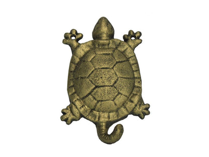 Rustic Gold Cast Iron Turtle Hook 6""