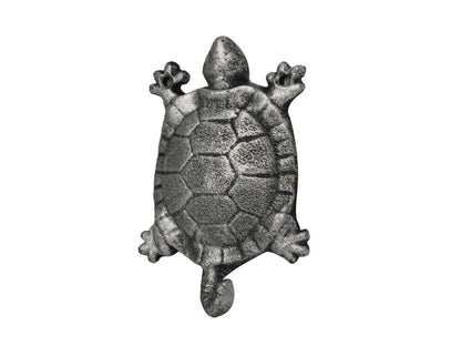 Rustic Silver Cast Iron Turtle Hook 6""