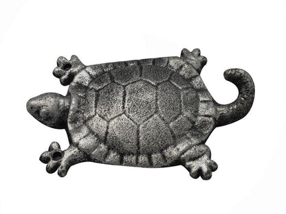 Rustic Silver Cast Iron Turtle Hook 6""