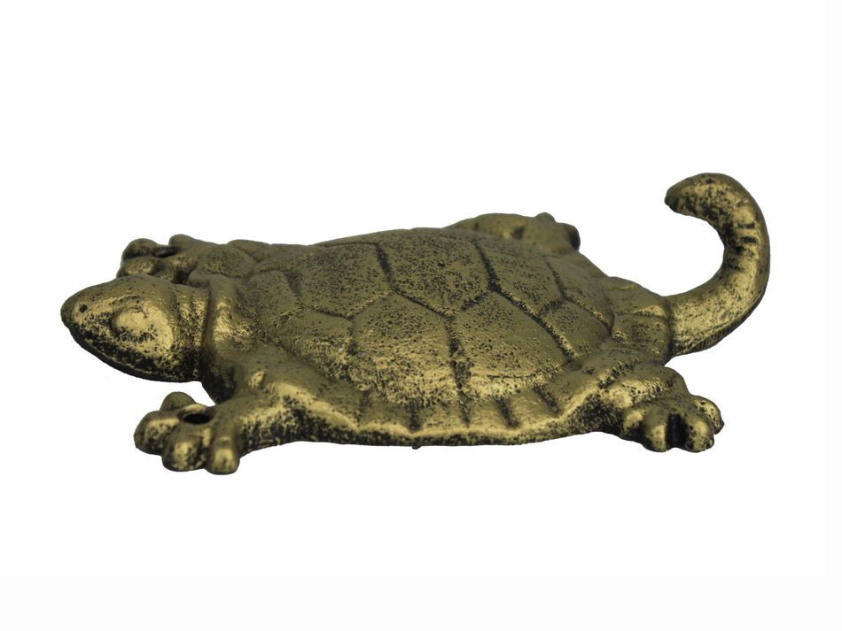Rustic Gold Cast Iron Turtle Hook 6""
