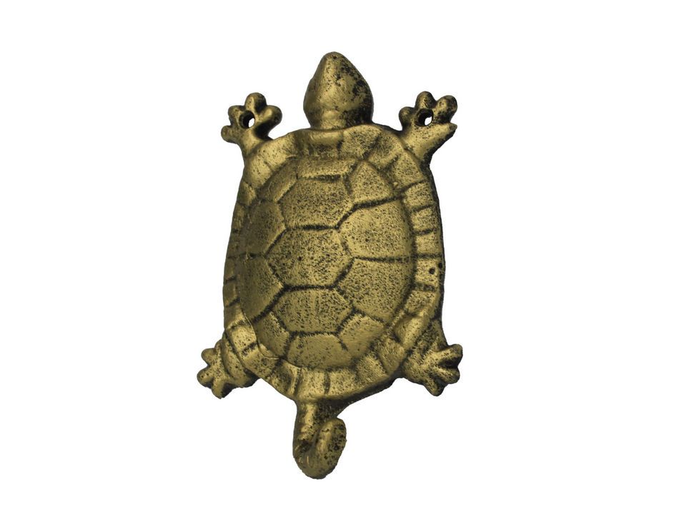 Rustic Gold Cast Iron Turtle Hook 6""